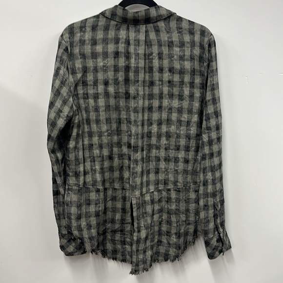 Cloth & Stone black and gray check plaid button down shirt M - Picture 7 of 8